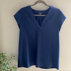 HILARY RADLEY Navy Blue Cap Sleeve Top Large